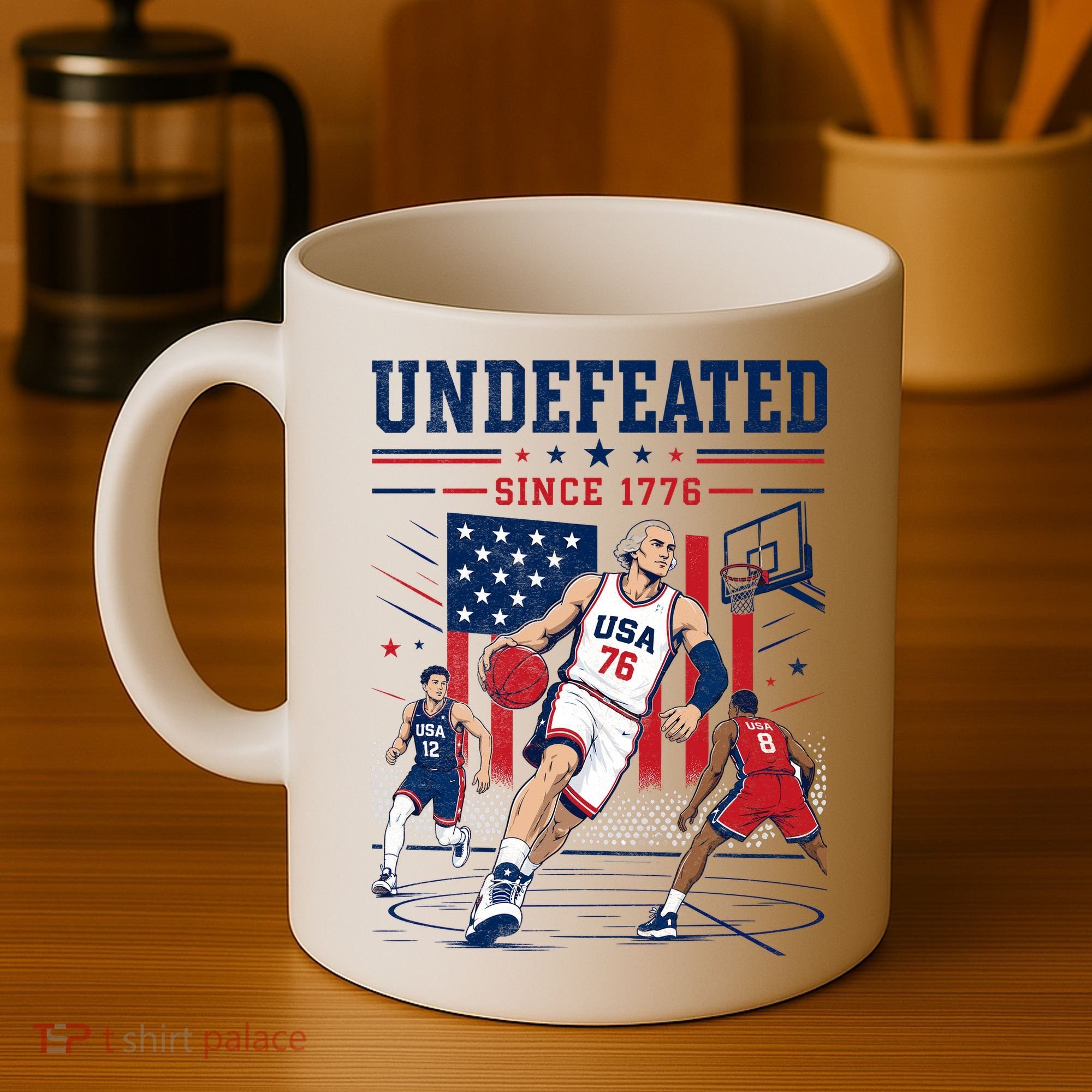 Undefeated Since 1776 Basketball USA Coffee Mug