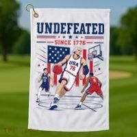 Undefeated Since 1776 Basketball USA Golf Towel thumb 1
