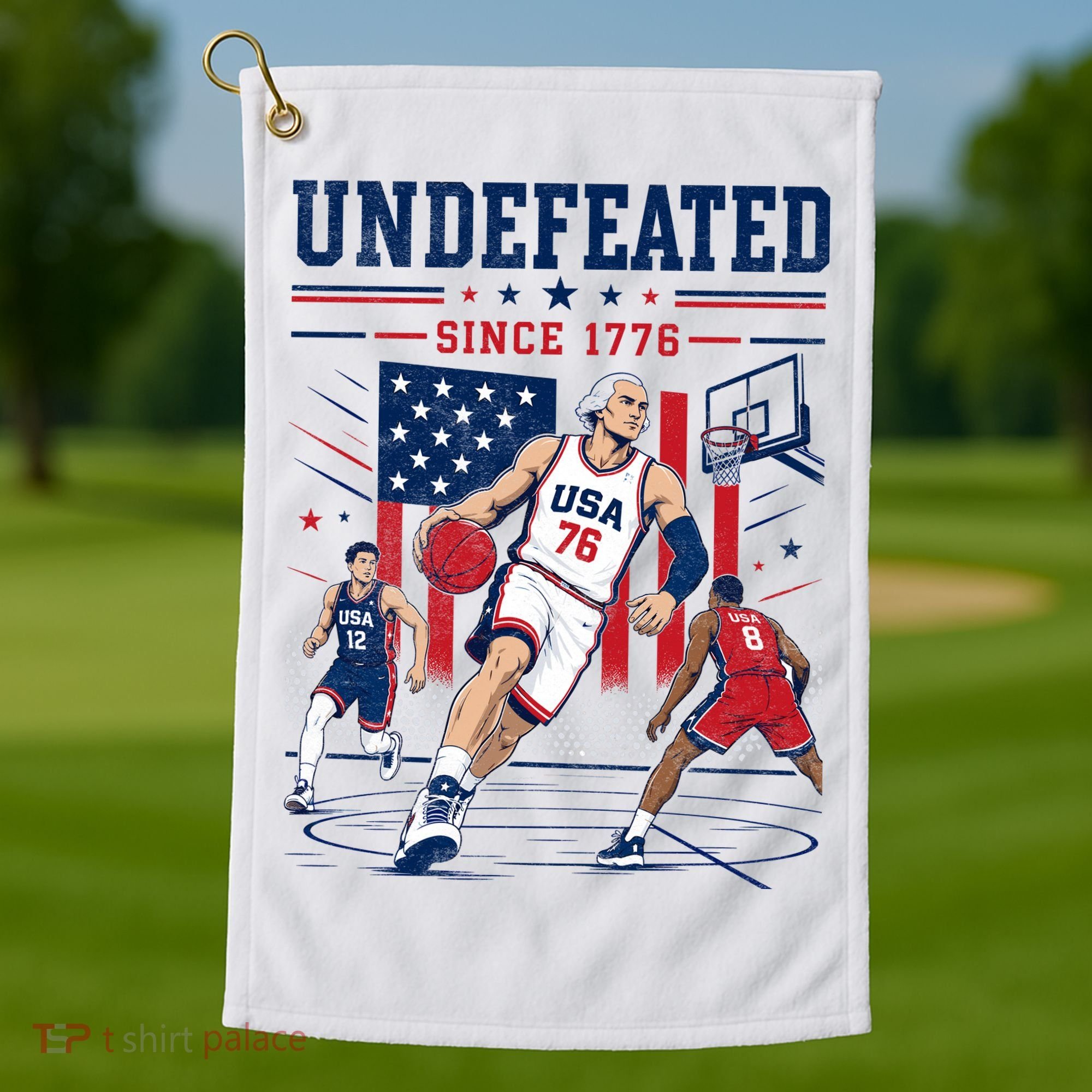 Undefeated Since 1776 Basketball USA Golf Towel