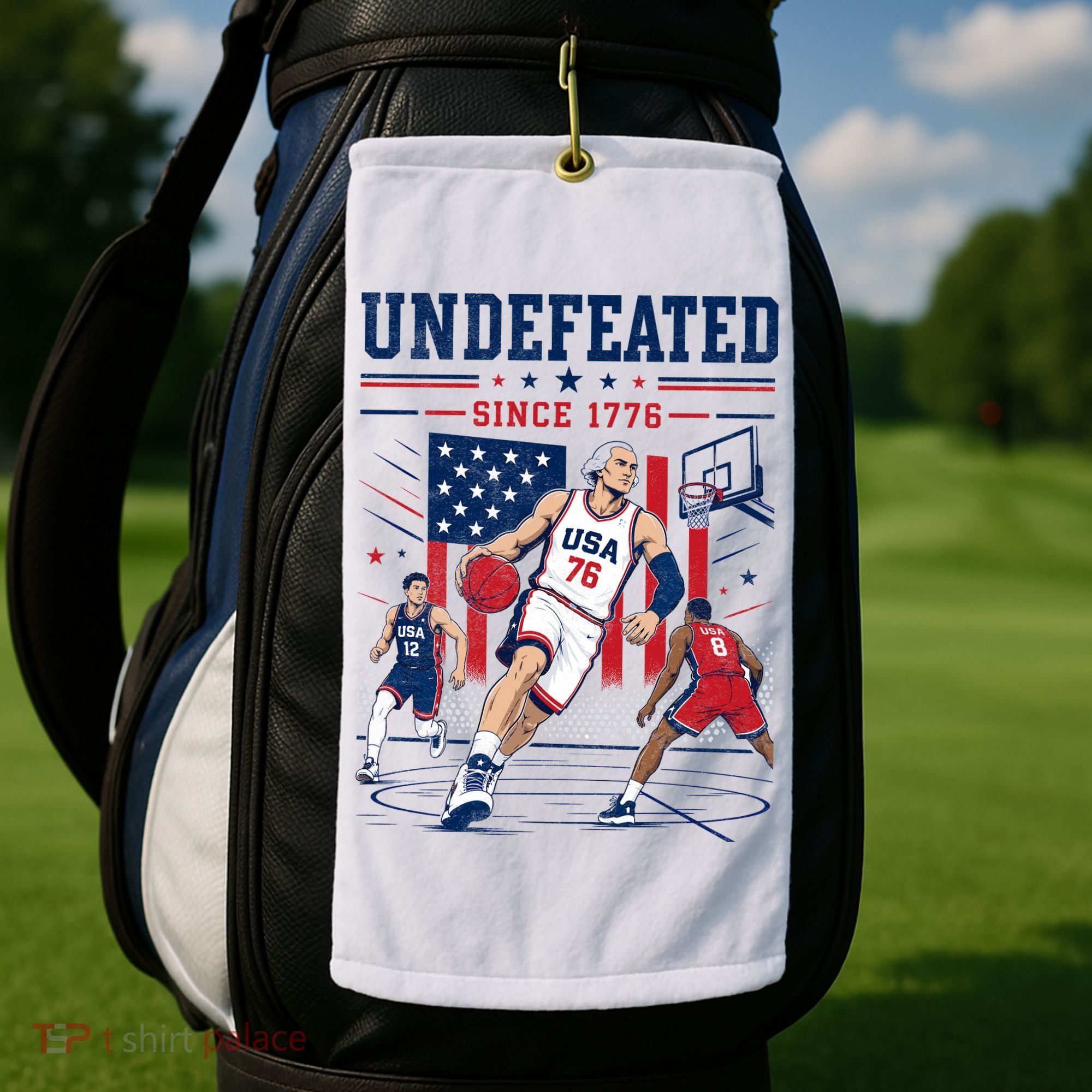 Undefeated Since 1776 Basketball USA Golf Towel