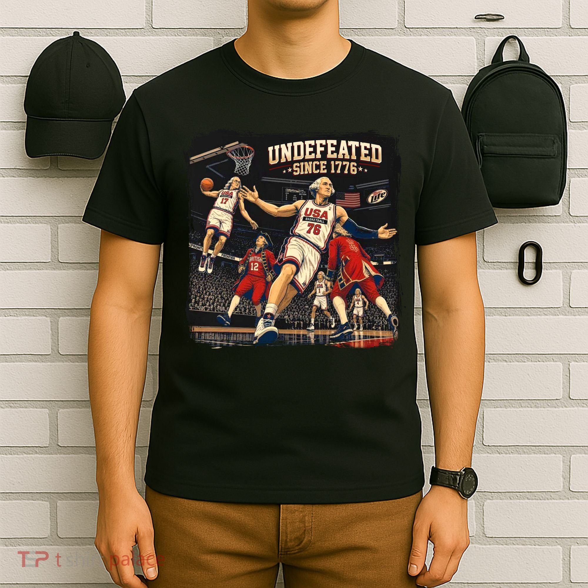 Undefeated Since 1776 Basketball Vintage USA T-Shirt