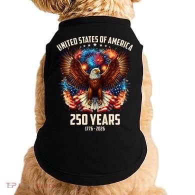 United States 250 Years 1776-2026  Fireworks Eagle Doggie Tank