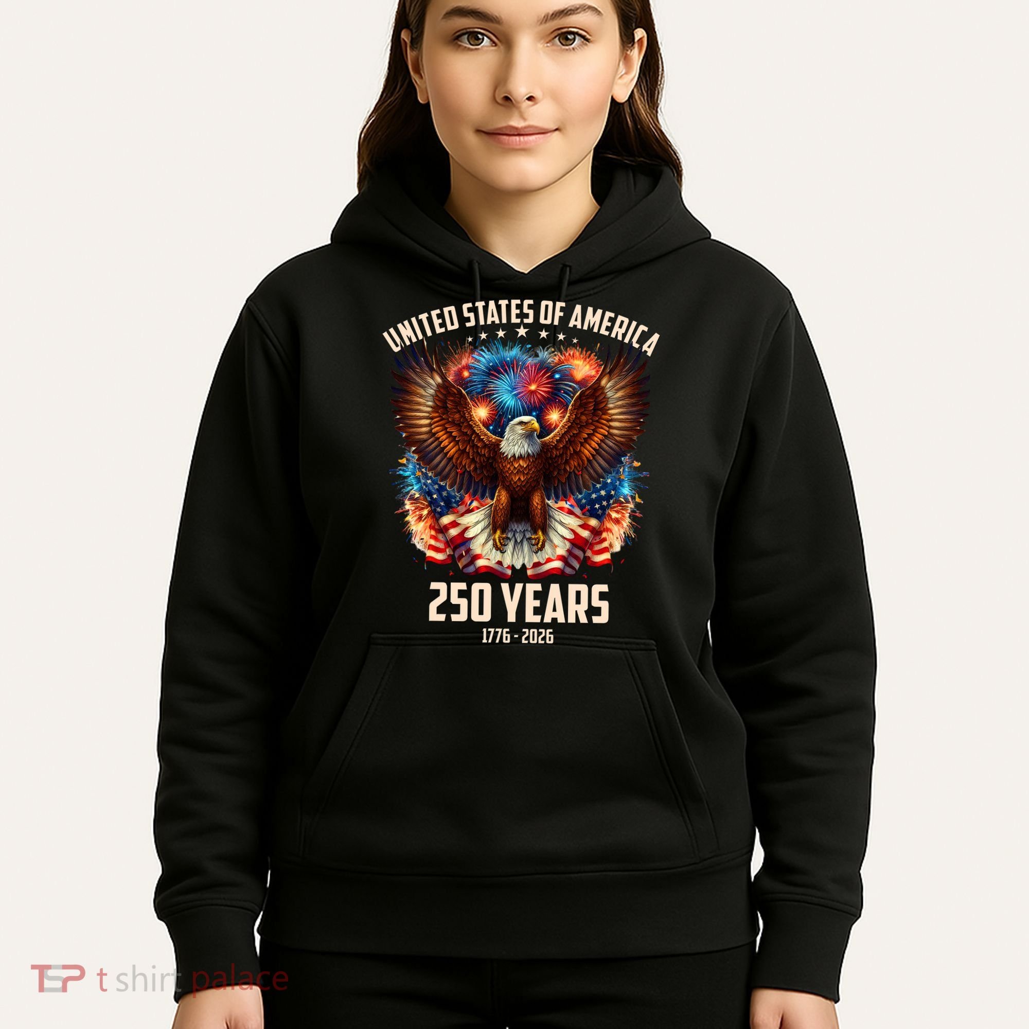 United States 250 Years 1776-2026  Fireworks Eagle Hoodie