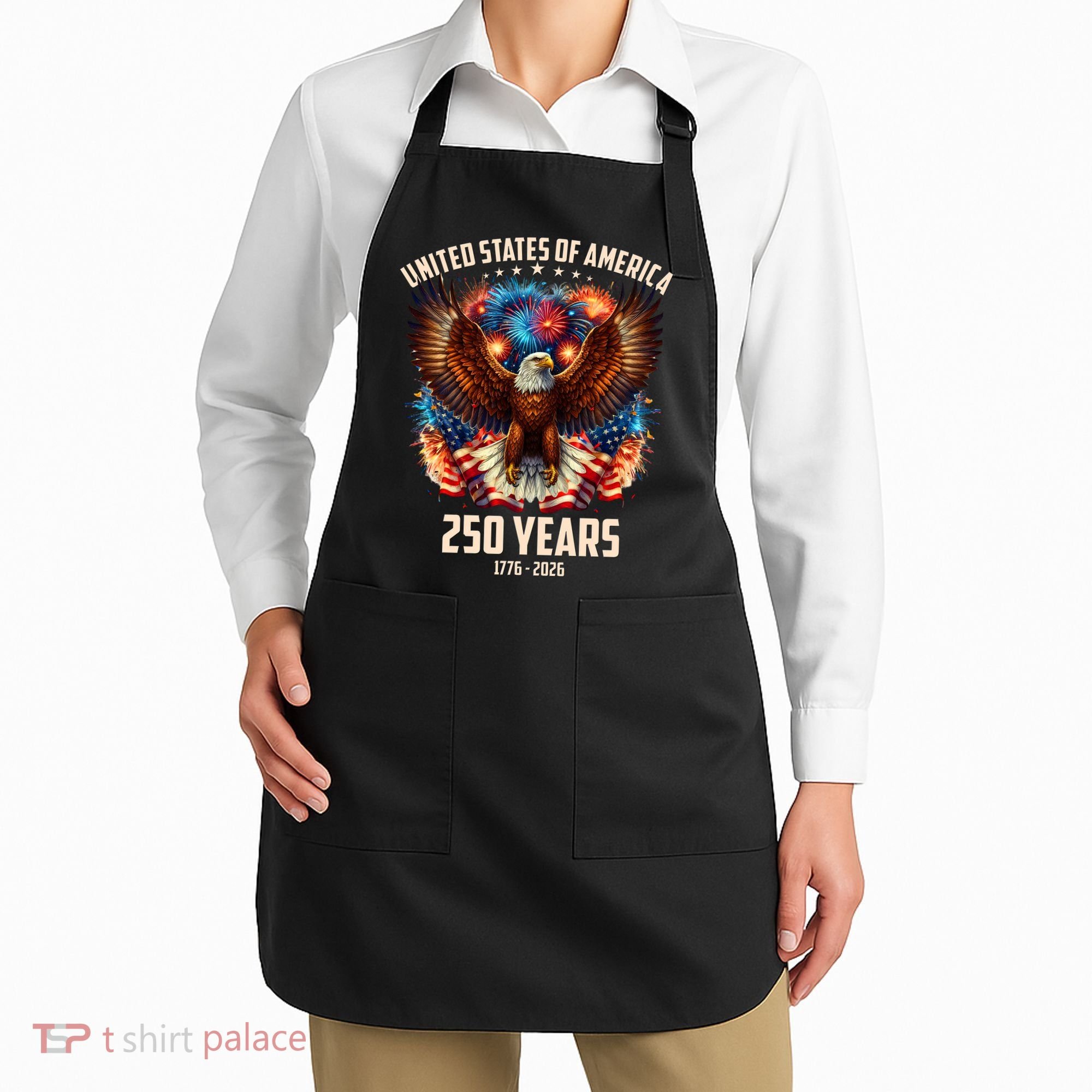 United States 250 Years 1776-2026  Fireworks Eagle Apron