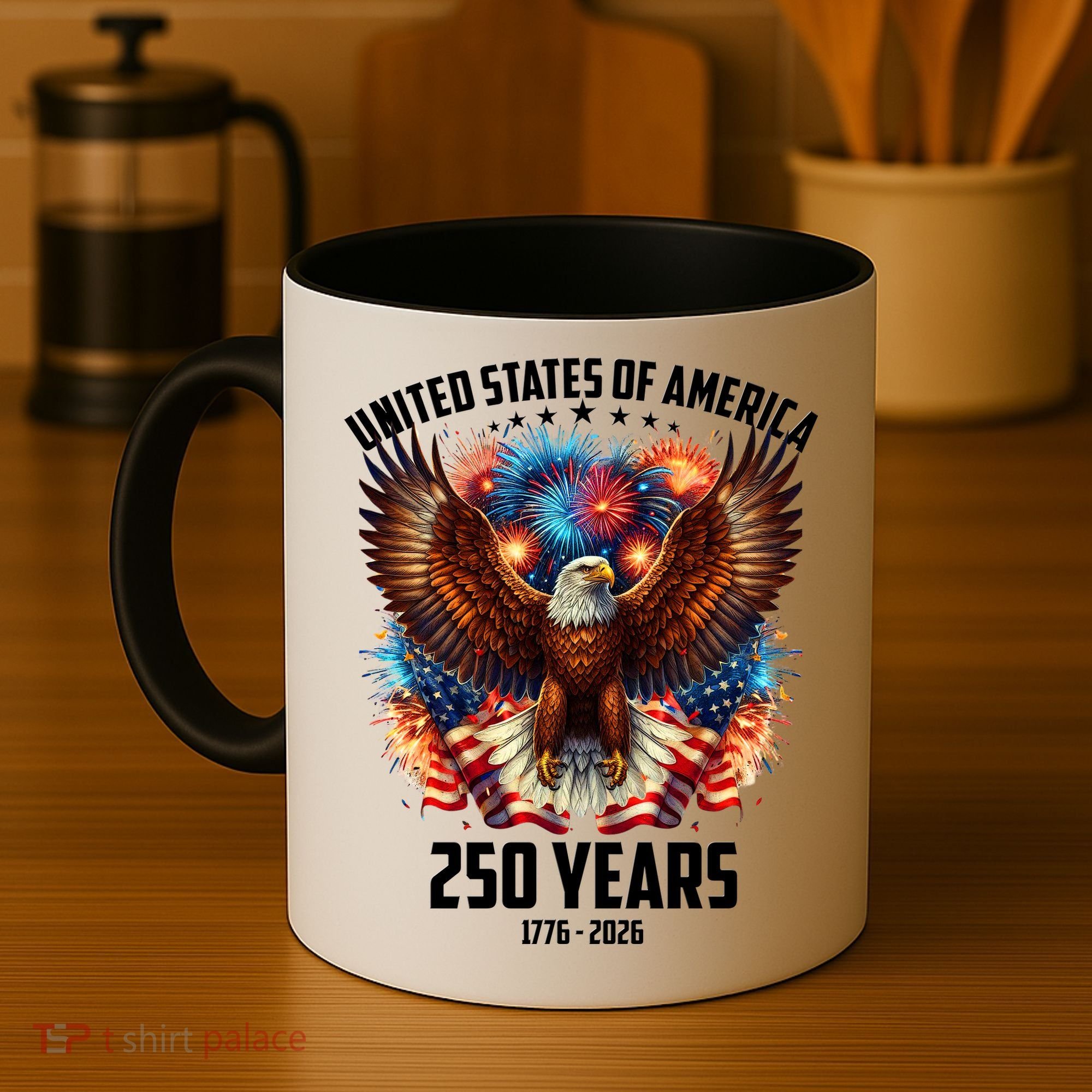 United States 250 Years 1776-2026  Fireworks Eagle Coffee Mug