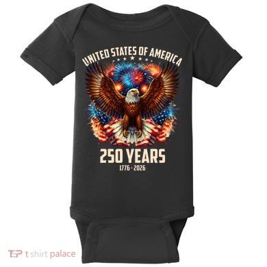 United States 250 Years 1776-2026  Fireworks Eagle Baby Bodysuit