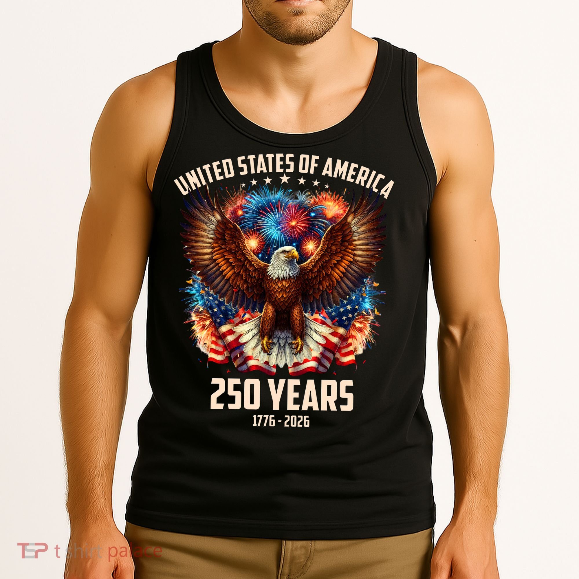 United States 250 Years 1776-2026  Fireworks Eagle Tank Top