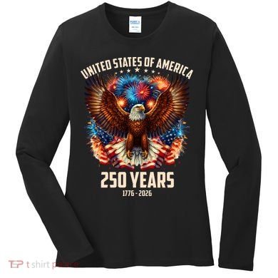 United States 250 Years 1776-2026  Fireworks Eagle Women's Long Sleeve Shirt