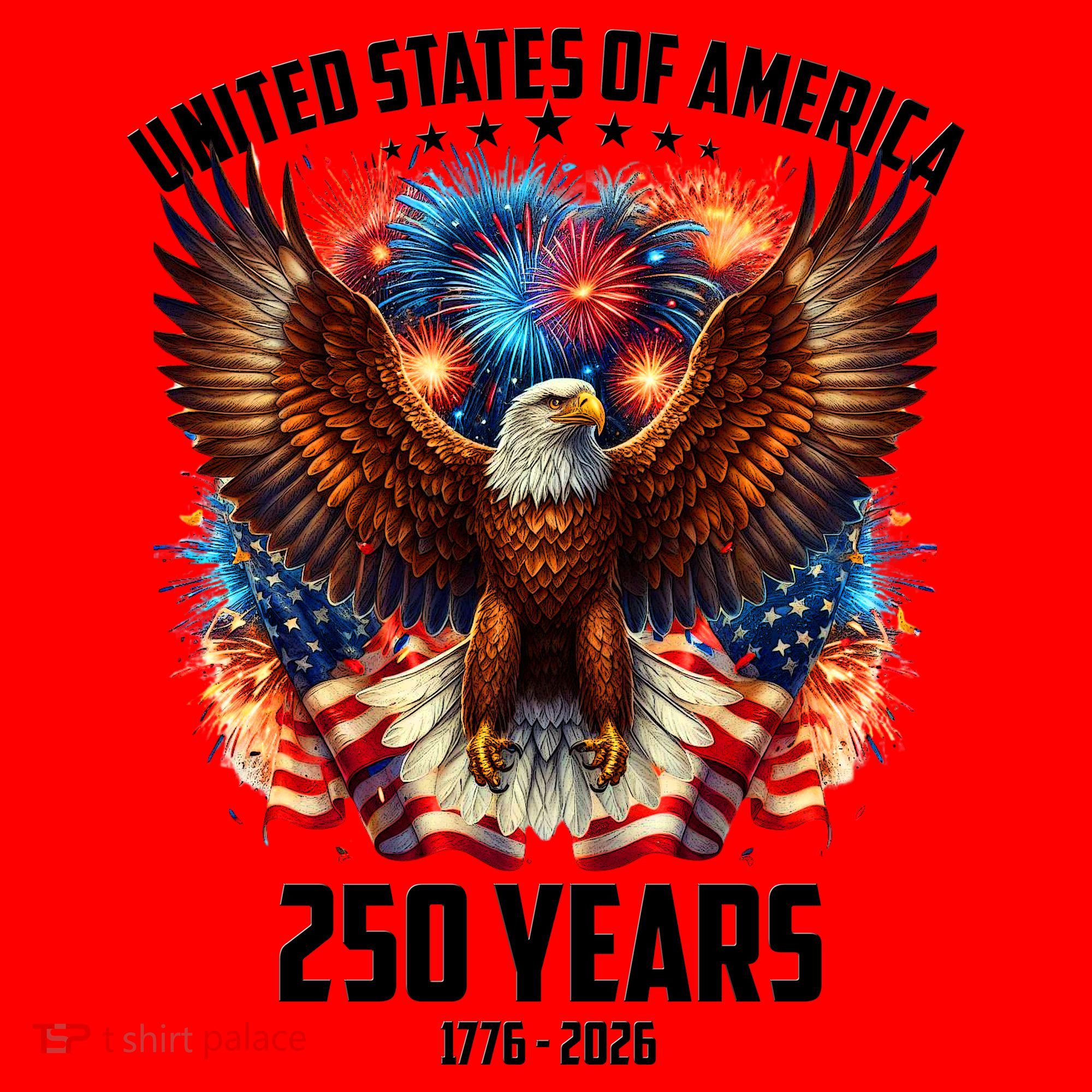 United States 250 Years 1776-2026  Fireworks Eagle Santa Hat