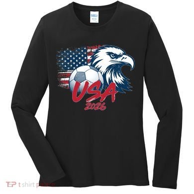 USA Soccer 2026 Eagle And Flag  Women's Long Sleeve Shirt