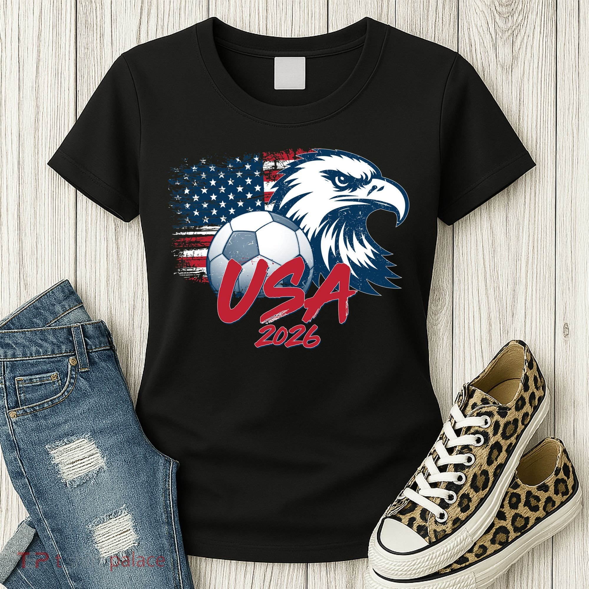 USA Soccer 2026 Eagle And Flag  Women's T-Shirt