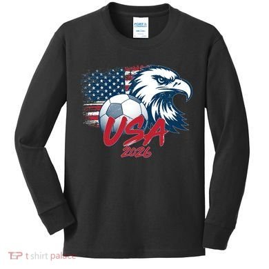 USA Soccer 2026 Eagle And Flag  Kids Long Sleeve Shirt
