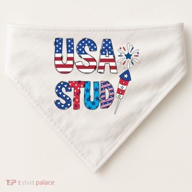 USA Stud 4th Of July Firework Cute USA-Made Doggie Bandana