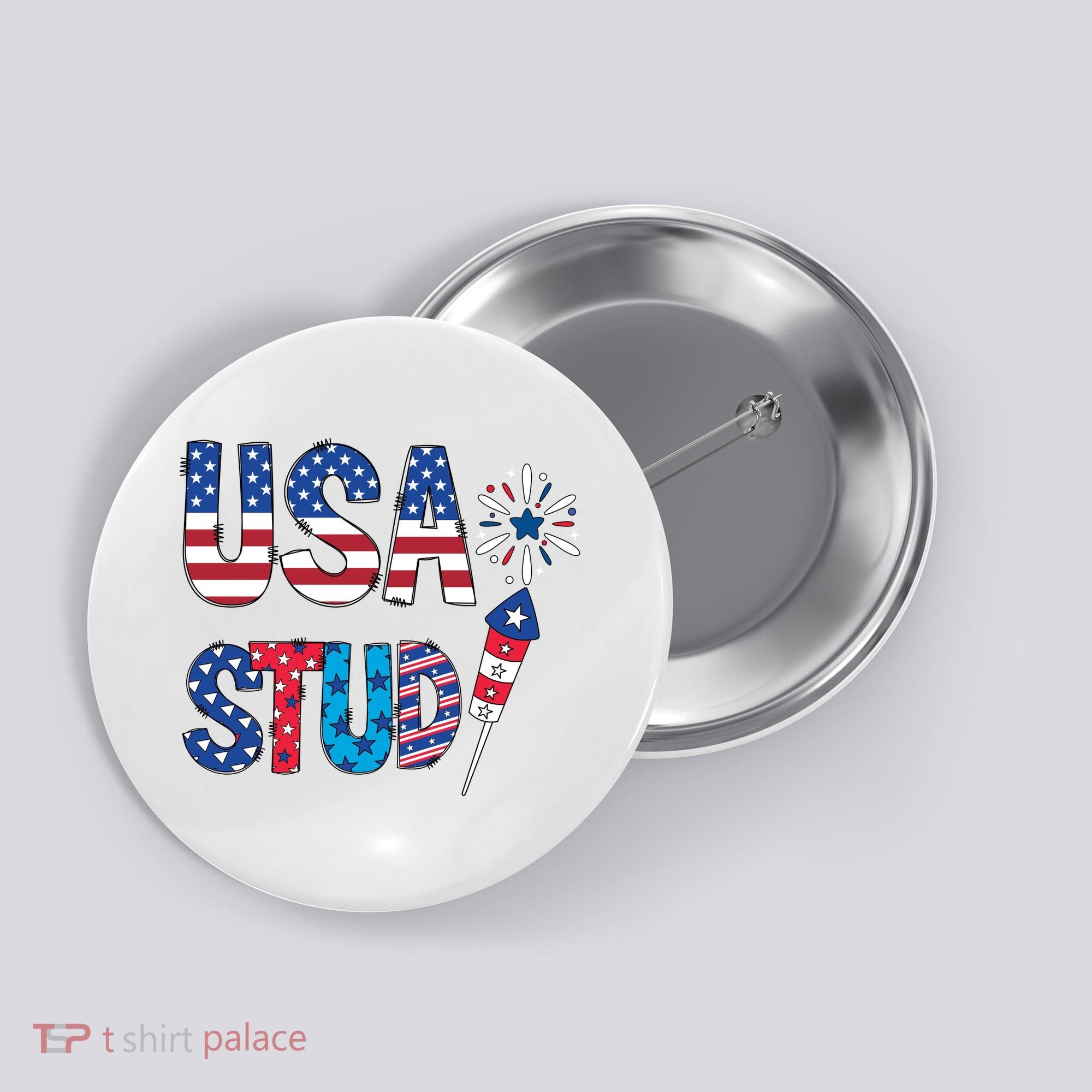 USA Stud 4th Of July Firework Cute Button