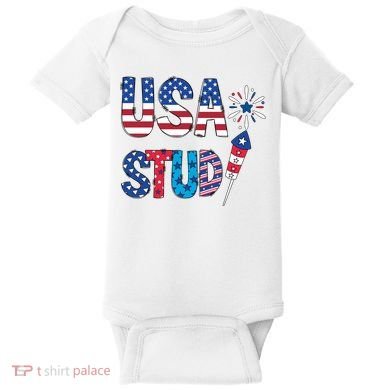USA Stud 4th Of July Firework Cute Baby Bodysuit