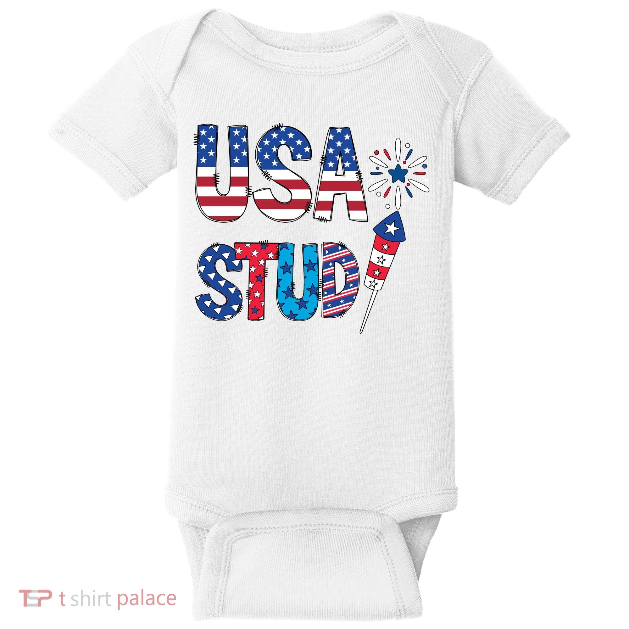 USA Stud 4th Of July Firework Cute Baby Bodysuit