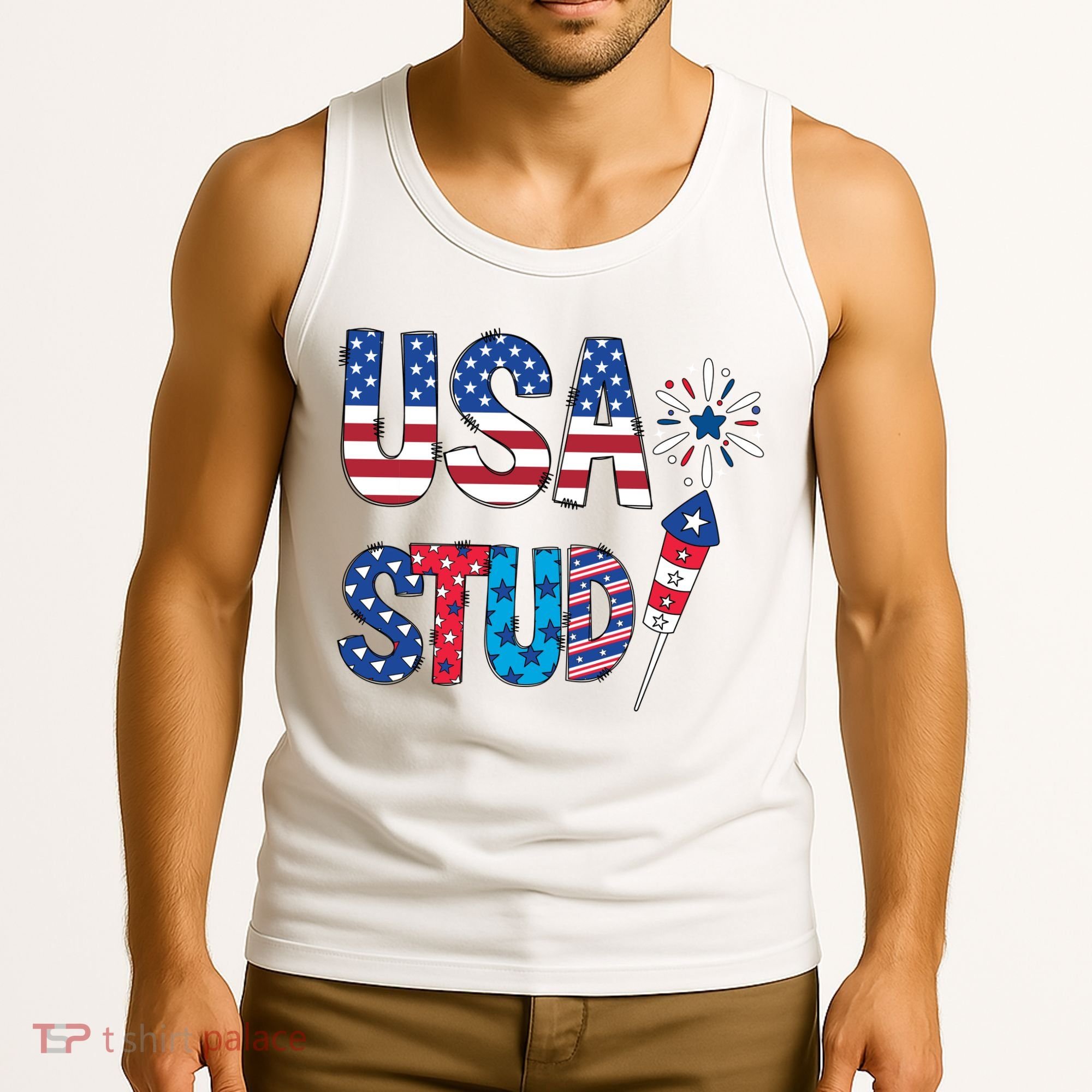 USA Stud 4th Of July Firework Cute Tank Top
