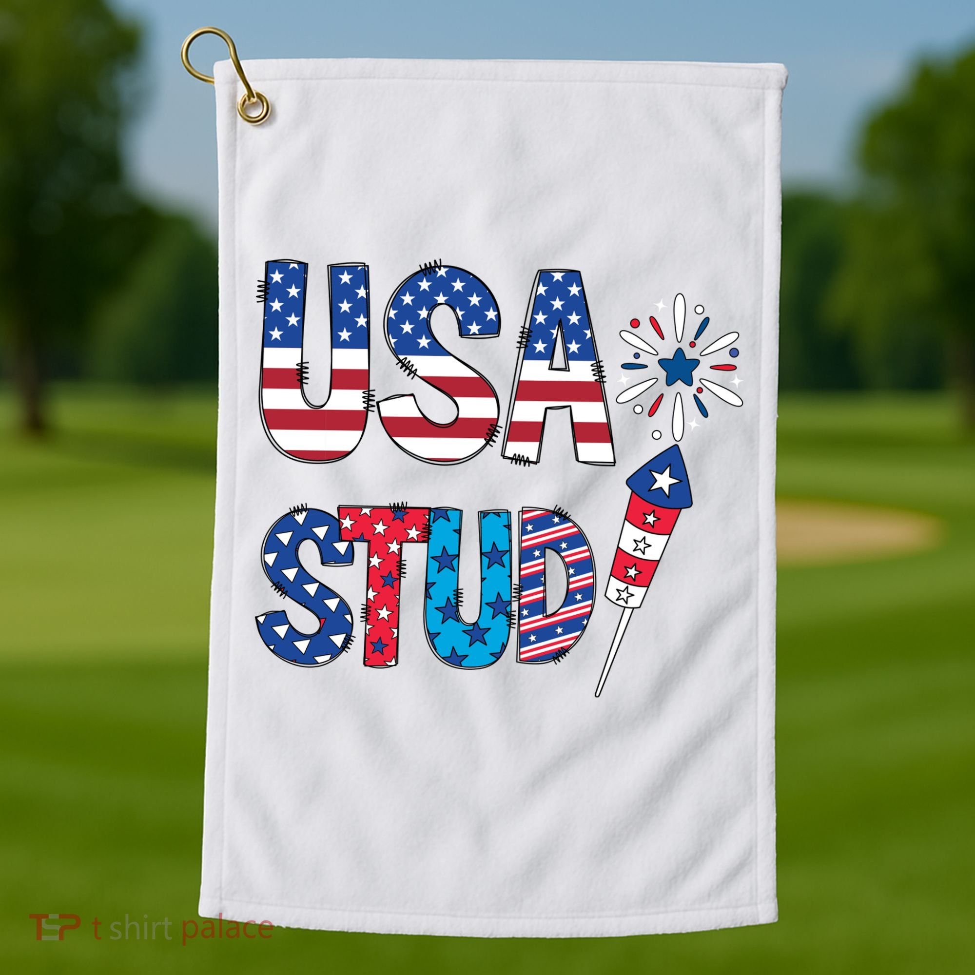 USA Stud 4th Of July Firework Cute Golf Towel