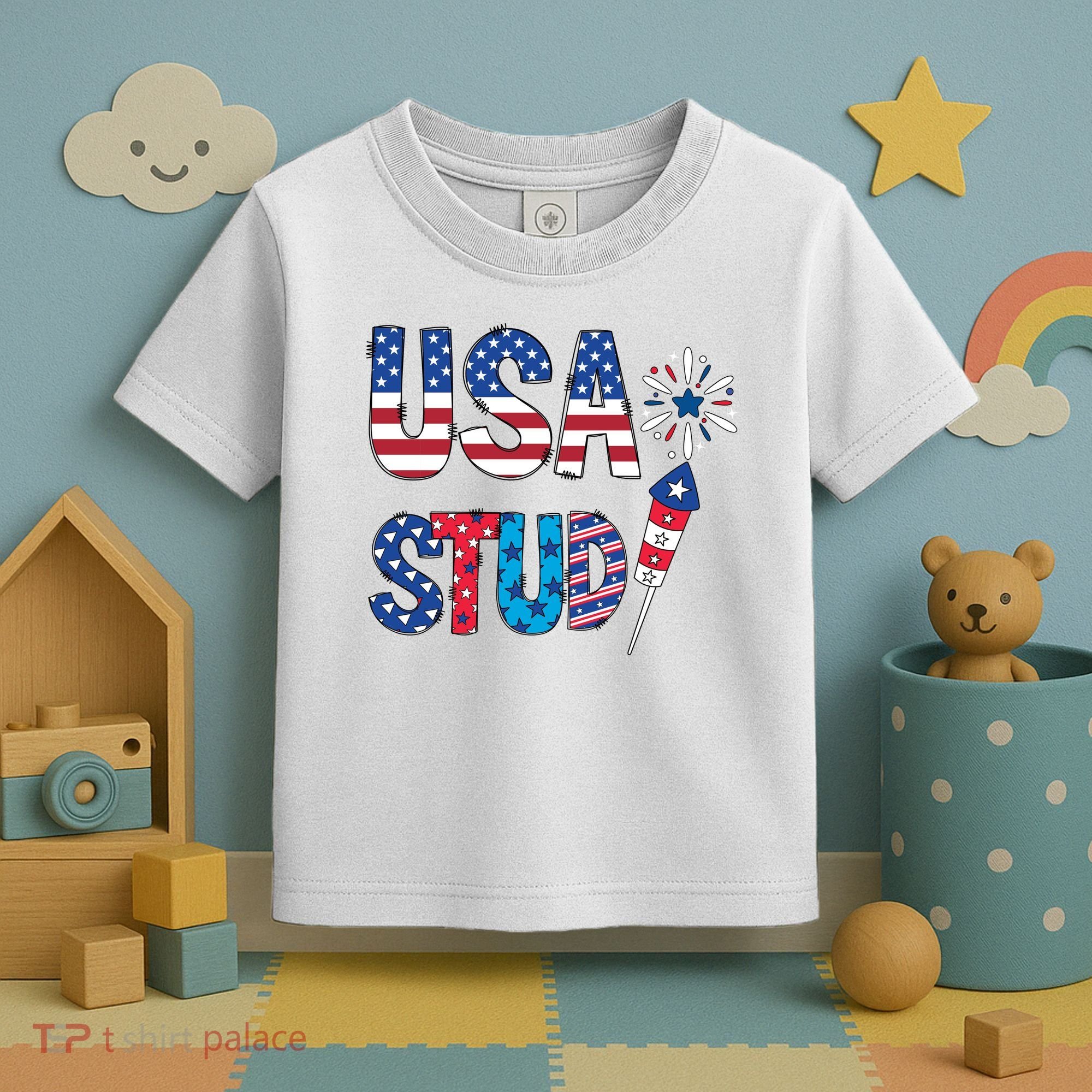 USA Stud 4th Of July Firework Cute Toddler T-Shirt