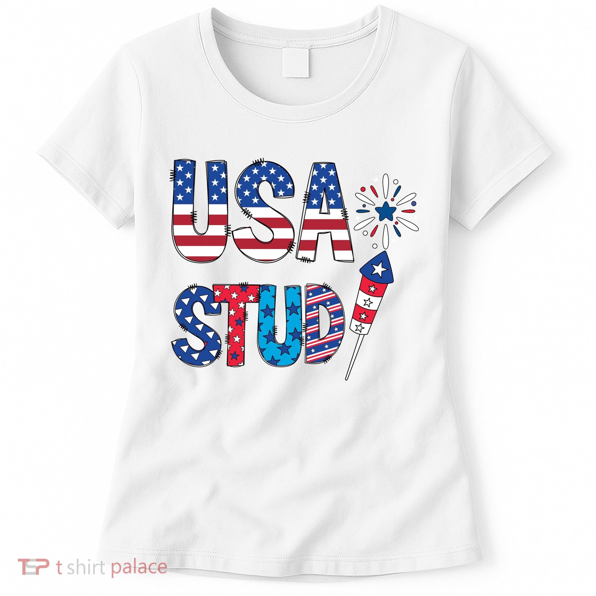 USA Stud 4th Of July Firework Cute Women's T-Shirt