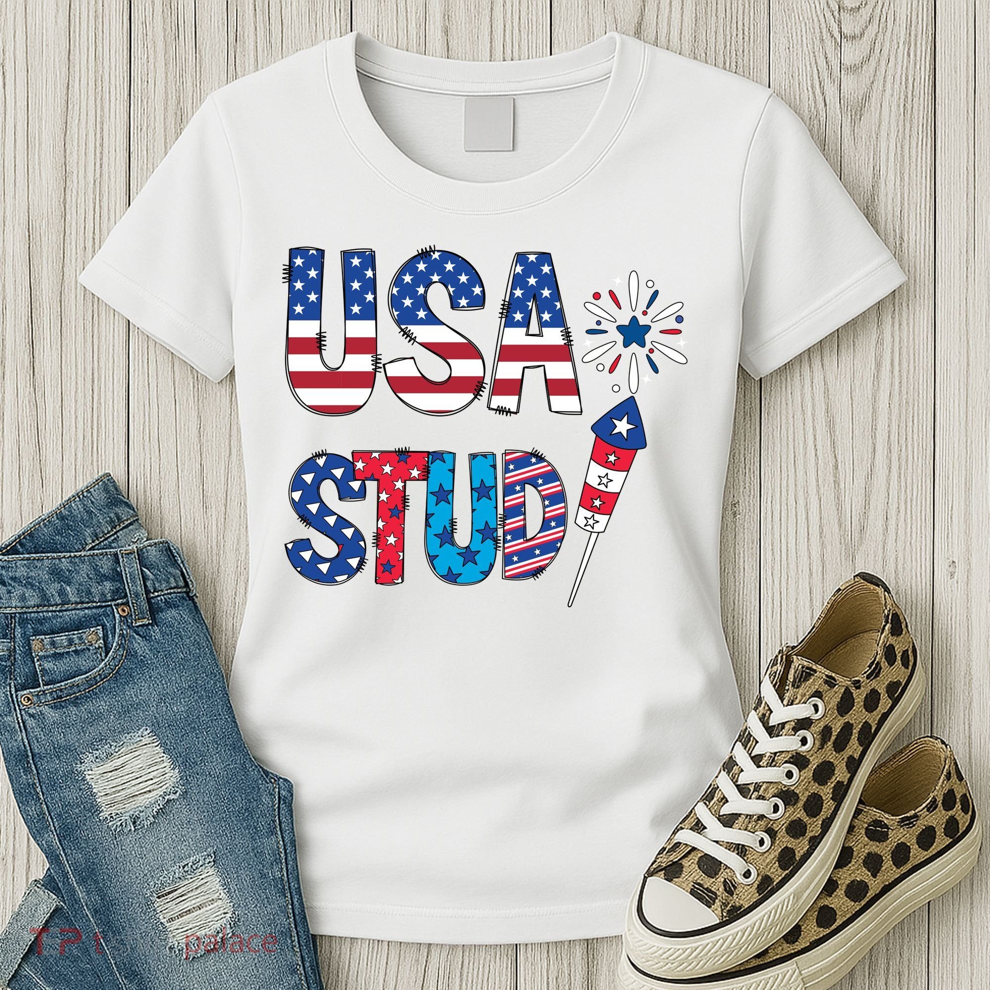 USA Stud 4th Of July Firework Cute Women's T-Shirt