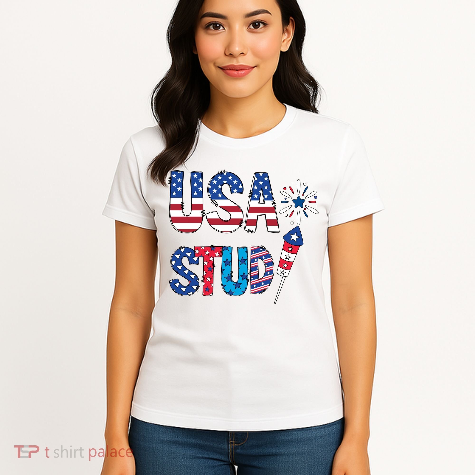 USA Stud 4th Of July Firework Cute Women's T-Shirt