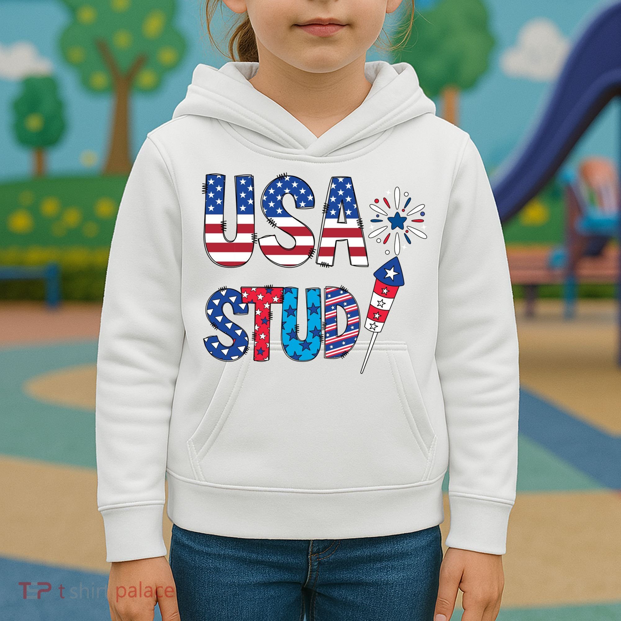 USA Stud 4th Of July Firework Cute Kids Hoodie