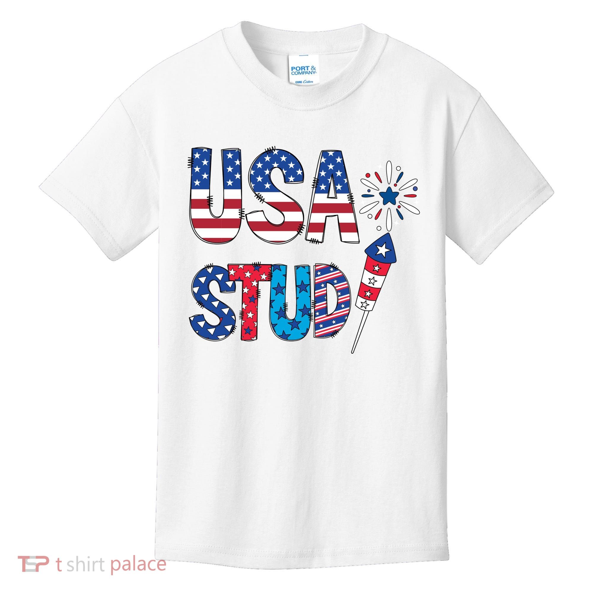USA Stud 4th Of July Firework Cute Kids T-Shirt