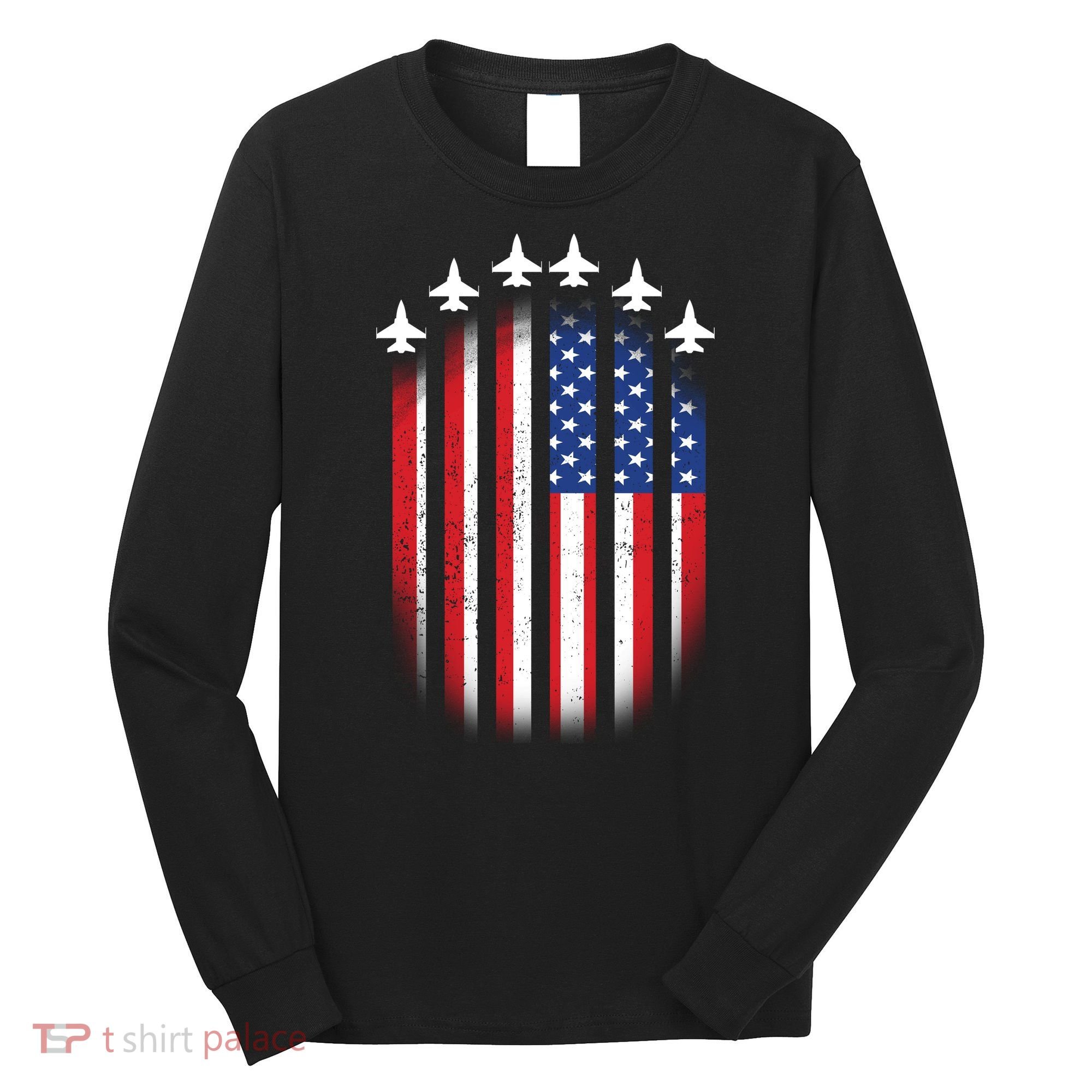 USA Air Force Jets American Flag Long Sleeve Shirt