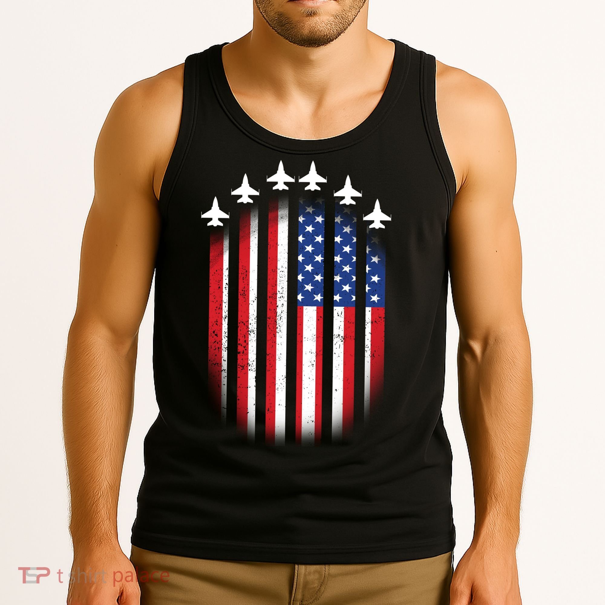 USA Air Force Jets American Flag Tank Top