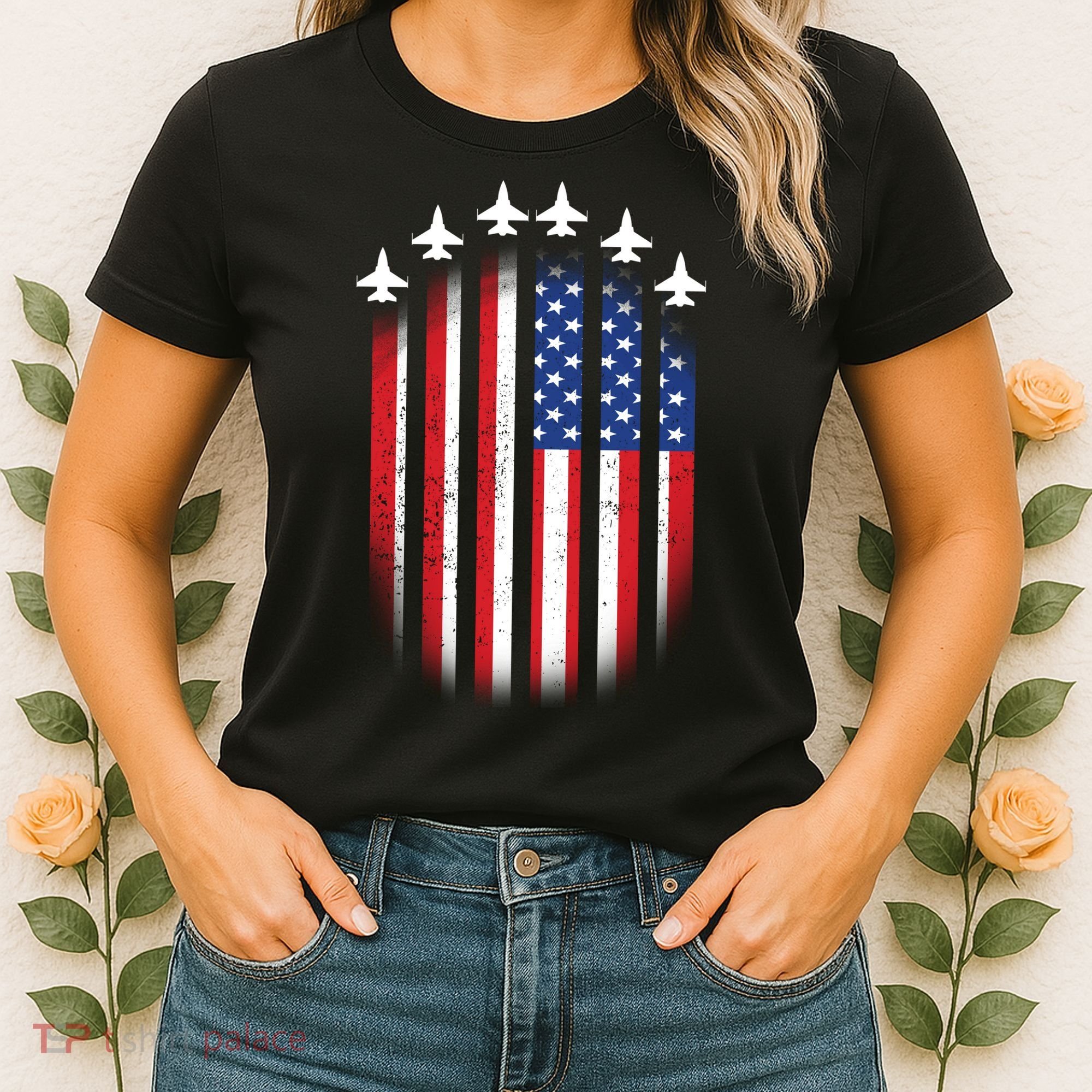 USA Air Force Jets American Flag Women's T-Shirt