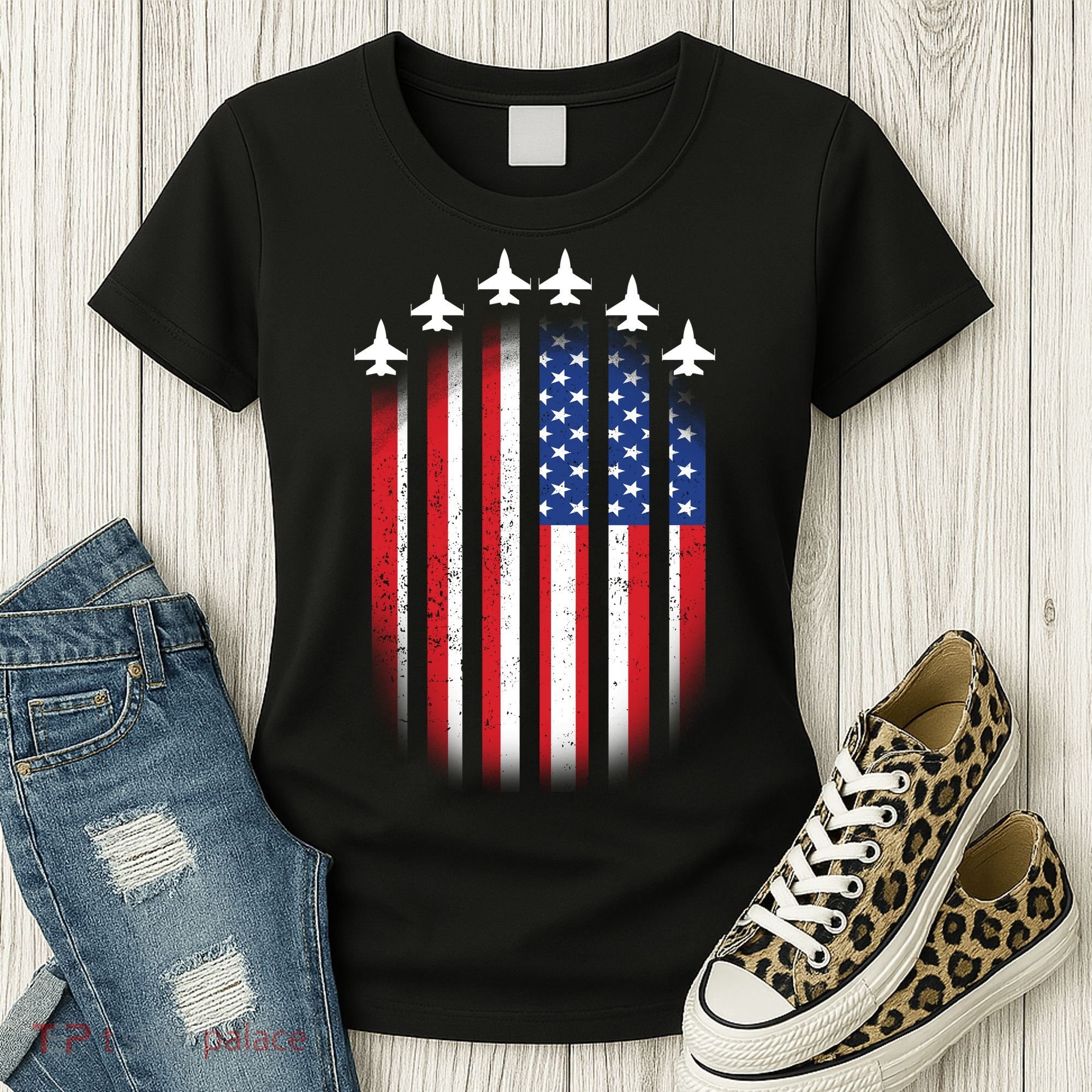USA Air Force Jets American Flag Women's T-Shirt
