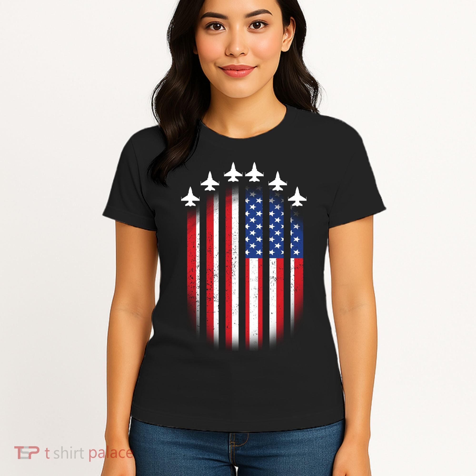 USA Air Force Jets American Flag Women's T-Shirt