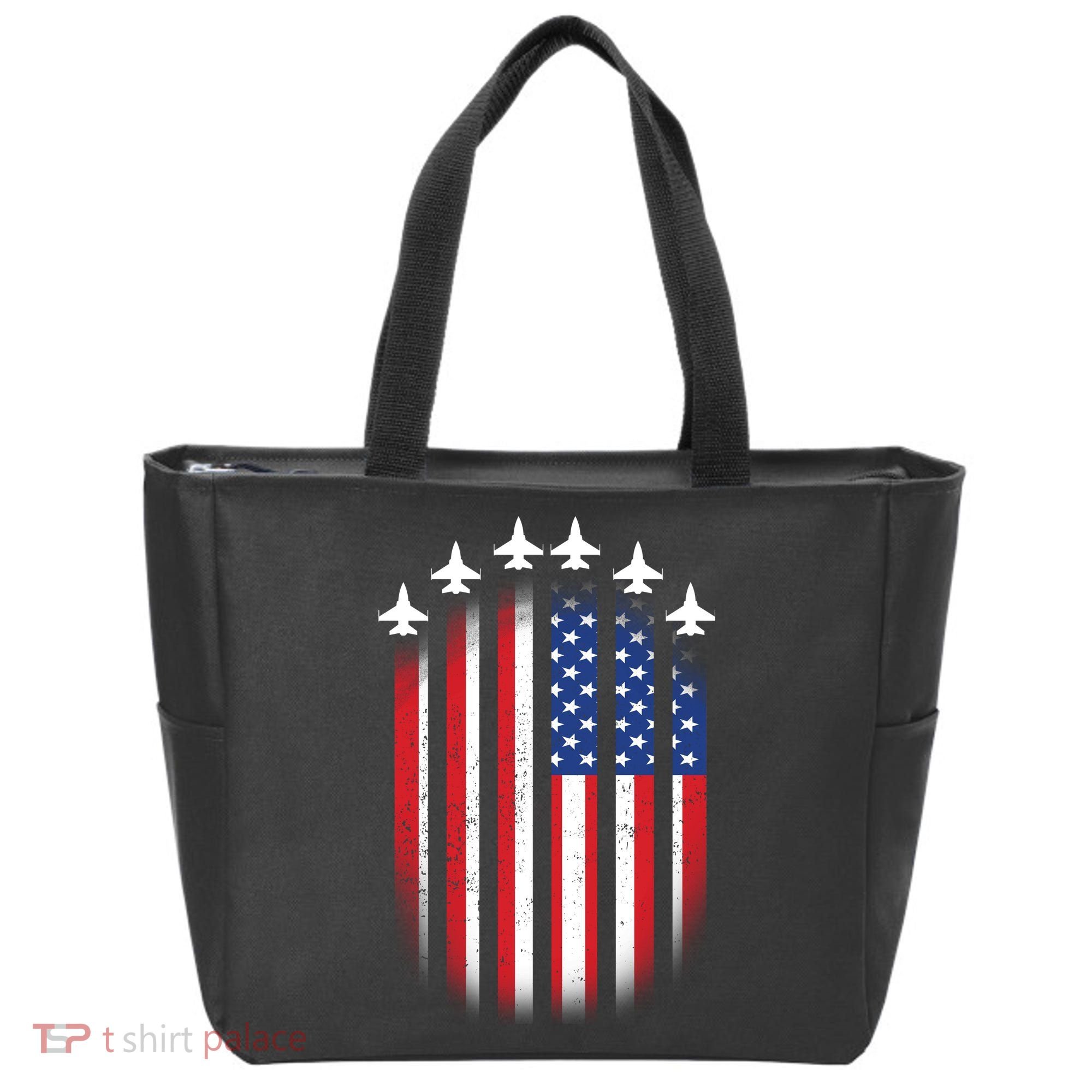 USA Air Force Jets American Flag Tote Bag