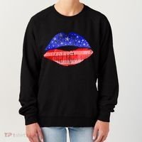 USA American Flag Lipstick Print Women's Sweatshirt thumb 0