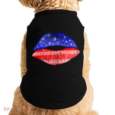 USA American Flag Lipstick Print Doggie Tank