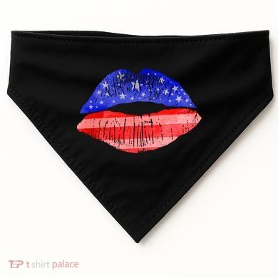 USA American Flag Lipstick Print USA-Made Doggie Bandana