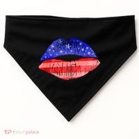 USA American Flag Lipstick Print USA-Made Doggie Bandana thumb 0