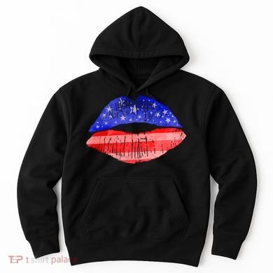 USA American Flag Lipstick Print Hoodie