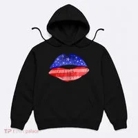USA American Flag Lipstick Print Hoodie thumb 0