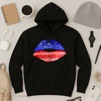 USA American Flag Lipstick Print Hoodie thumb 3
