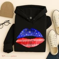 USA American Flag Lipstick Print Hoodie thumb 4