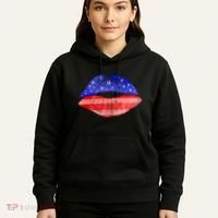 USA American Flag Lipstick Print Hoodie thumb 5