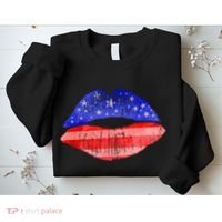 USA American Flag Lipstick Print Sweatshirt thumb 2