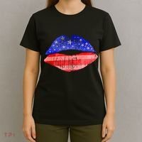 USA American Flag Lipstick Print T-Shirt thumb 4