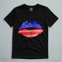 USA American Flag Lipstick Print T-Shirt thumb 5