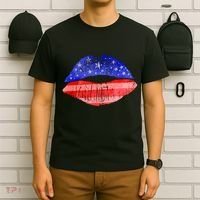 USA American Flag Lipstick Print T-Shirt thumb 6