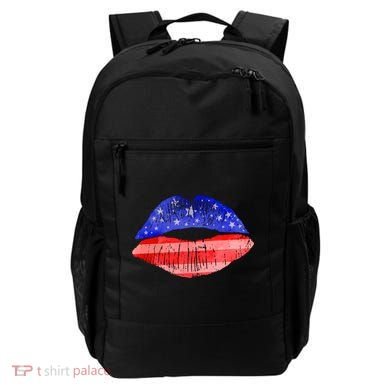 USA American Flag Lipstick Print Backpack