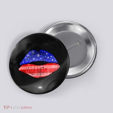 USA American Flag Lipstick Print Button