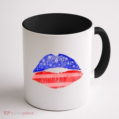 USA American Flag Lipstick Print Coffee Mug back